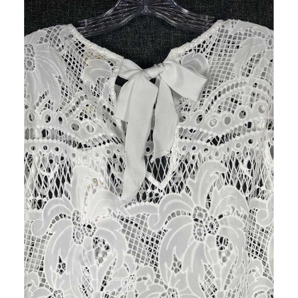 $228 NWT Lilly Pulitzer Sz 8 Oaklynn Tunic Lace White Palms Paradise Ribbon New - Picture 11 of 15